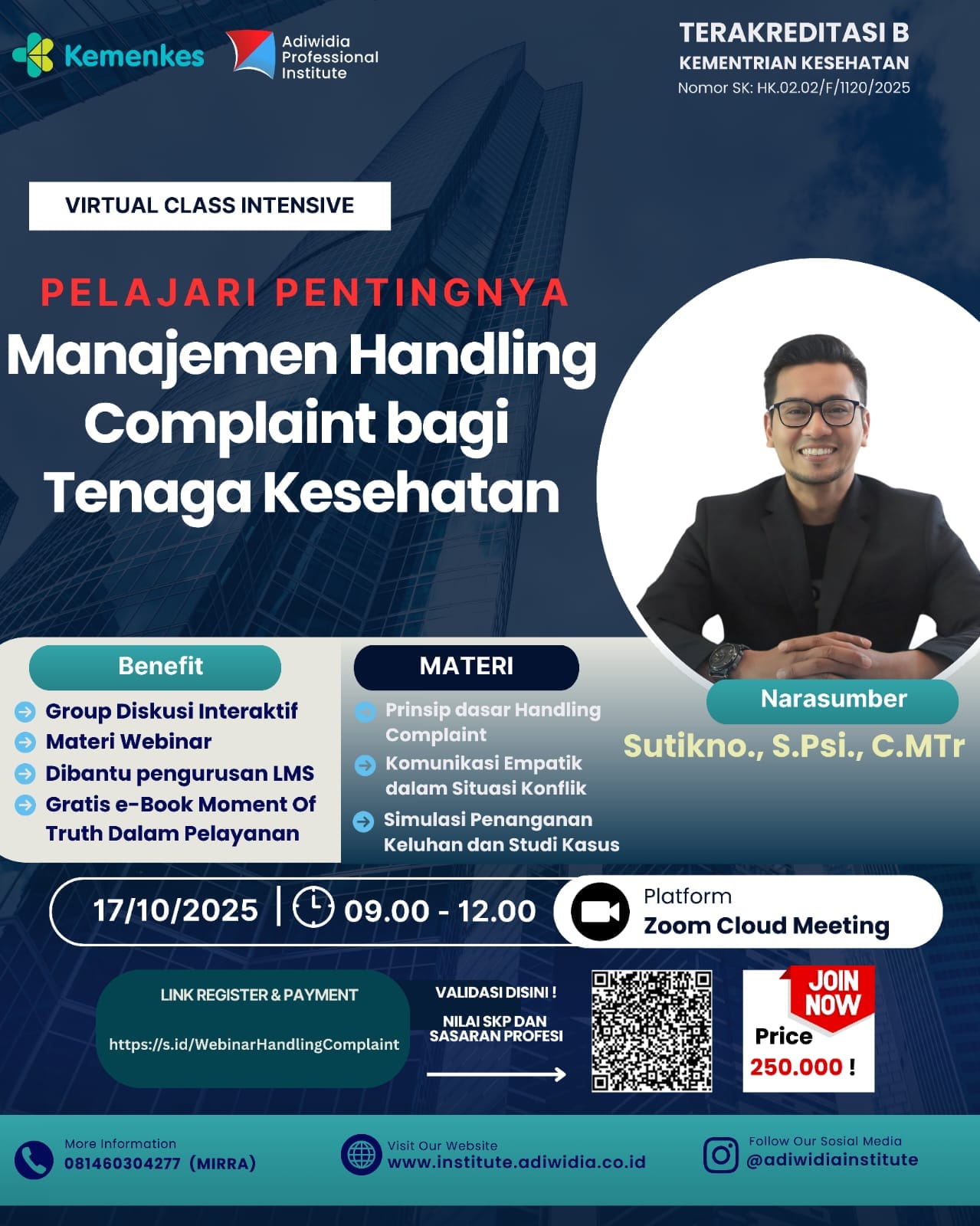 Virtual Class Intensive : Manajemen Handling Complaint bagi Tenaga Kesehatan