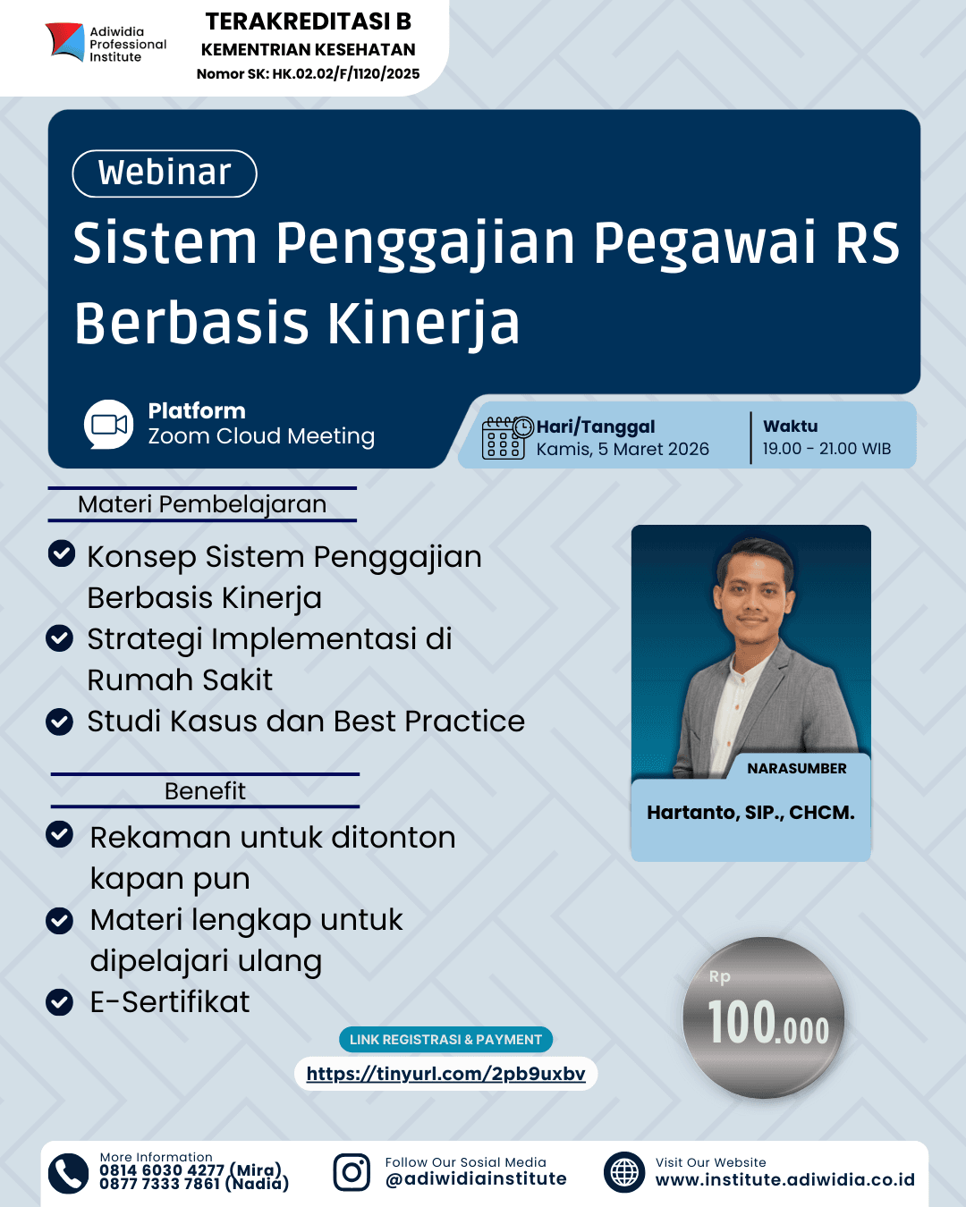 Webinar : Sistem Penggajian Pegawai RS Berbasis Kinerja